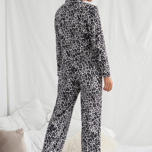 pretty you london bamboo pyjama set leopard 3