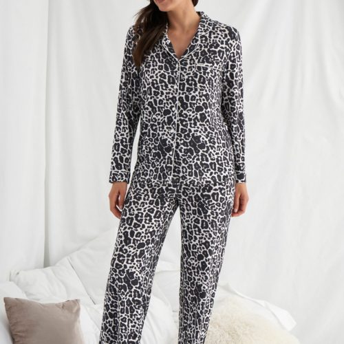 pretty you london bamboo pyjama set leopard 4
