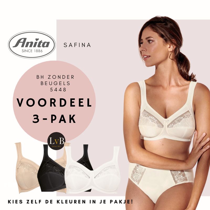 Anita Women's Support Bra Safina 5448 - Non-Wired Comfort Bra With Embroidery, Size 34D Berry