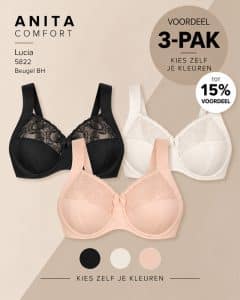 Anita Comfort Lucia beugel BH 5822 voordeel 3-pak in zwart, crystal en light powder
