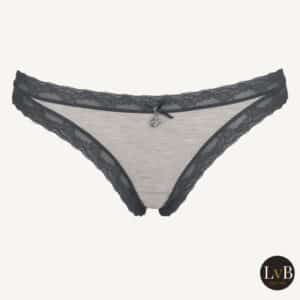 Like it! Kim dames string in Anthrazit met kanten afwerking