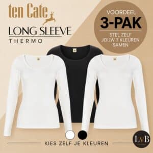 Ten Cate thermo longsleeve dames voordeel 3-pak in zwart en gebroken wit